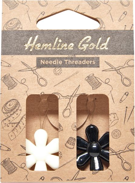 Nåletræder Blomst - 1 hvid og 1 sort - Hemline Gold