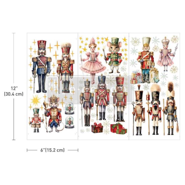 Re-design with Prima - Nutcracker Christmas - 3 stk af 15 x 30 cm Decor Transfer - 672003