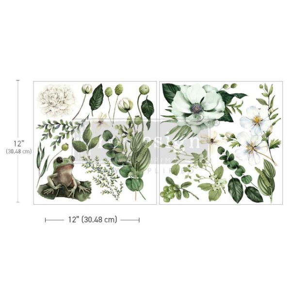 Re-design with Prima - Froggy Meadow Greens - 2 stk af 30 x 30 cm Decor Transfer - 669546