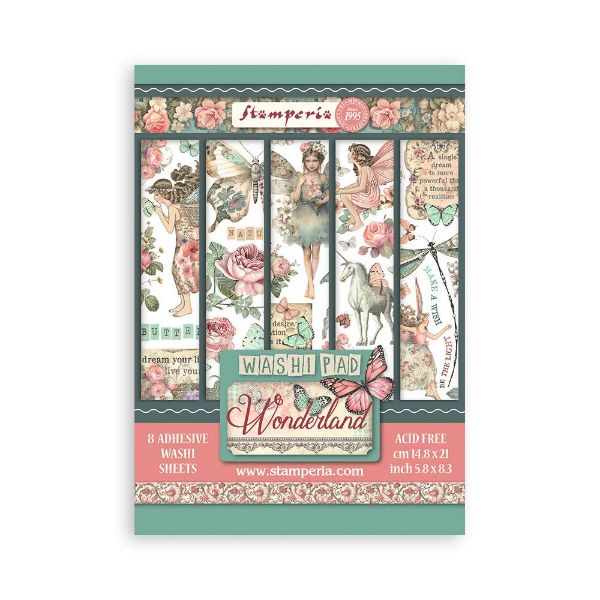 Stamperia Washi Pad - Wonderland - A5 med 8 sider - SBW08