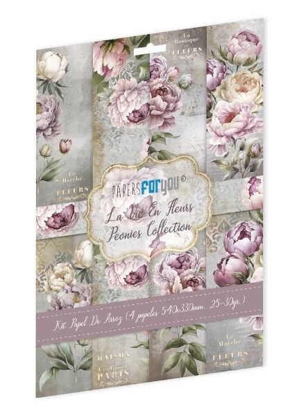 Papers for You - La Vie En Fleurs Peonies Collection - 54 x 33 cm Ris Papir 4 ark - PFY-12775