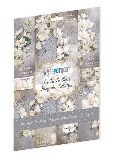 Papers for You - La Vie En Fleurs Magnolias Collection - 54 x 33 cm Ris Papir 4 ark - PFY-12773