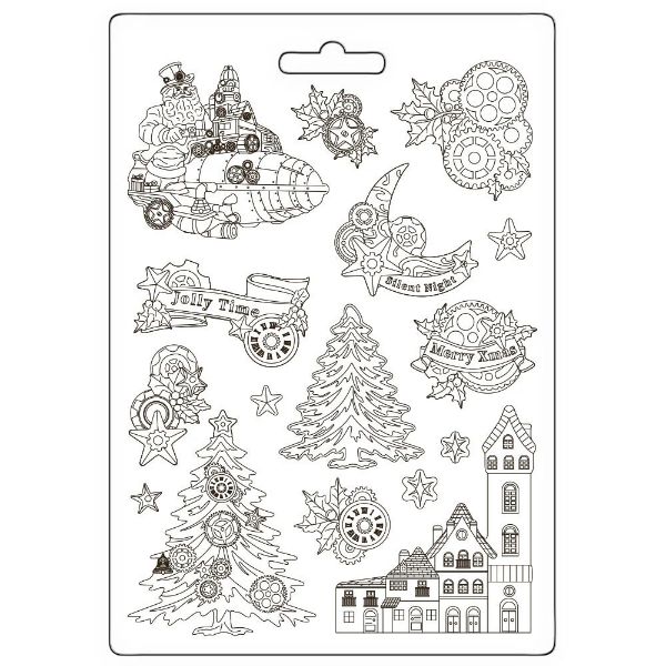 Stamperia Soft Mould A4 Gear up for Christmas - Trees and Elements - K3PTA4579