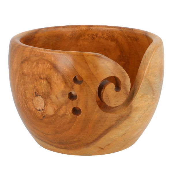 Garn skål - Garn bowle - Teaktræ 10 x 15 cm - 96894